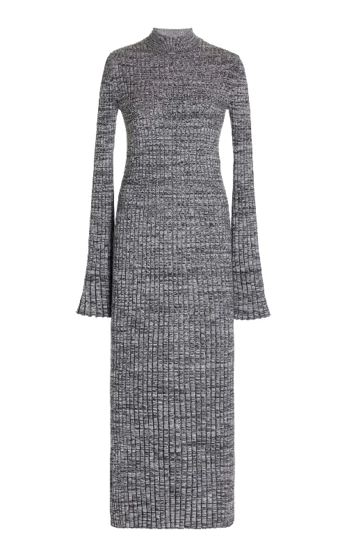 Unleash Your Trendy Side Castor Knit Dress in Charcoal Melange Cashmere