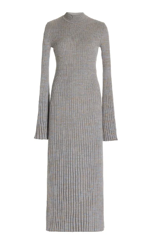 Trend Forward Threads For Her Castor Knit Dress in Light Blue Melange Cashmere