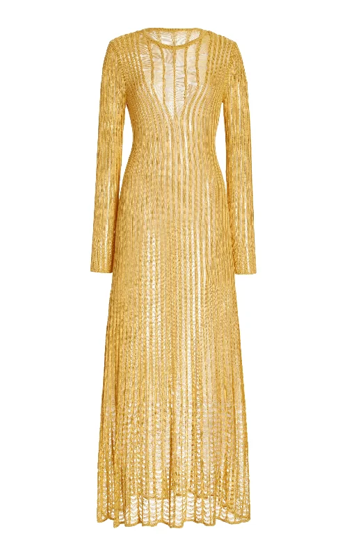 Fashionista Favorites Maia Knit Dress in Gold Shappe Silk