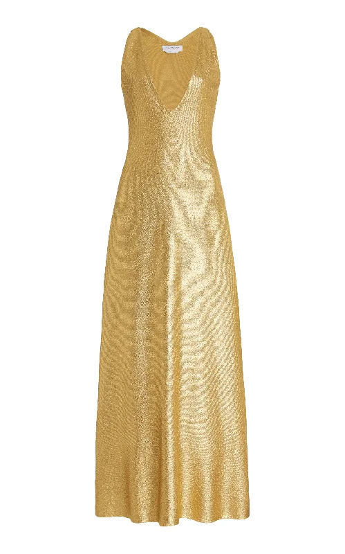 Style Streetwear Melitta Knit Dress in Gold Merino Wool