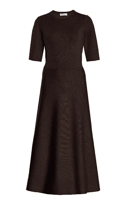 Trend Driven Wardrobe Seymore Knit Midi Dress in Chocolate Merino Wool Cashmere