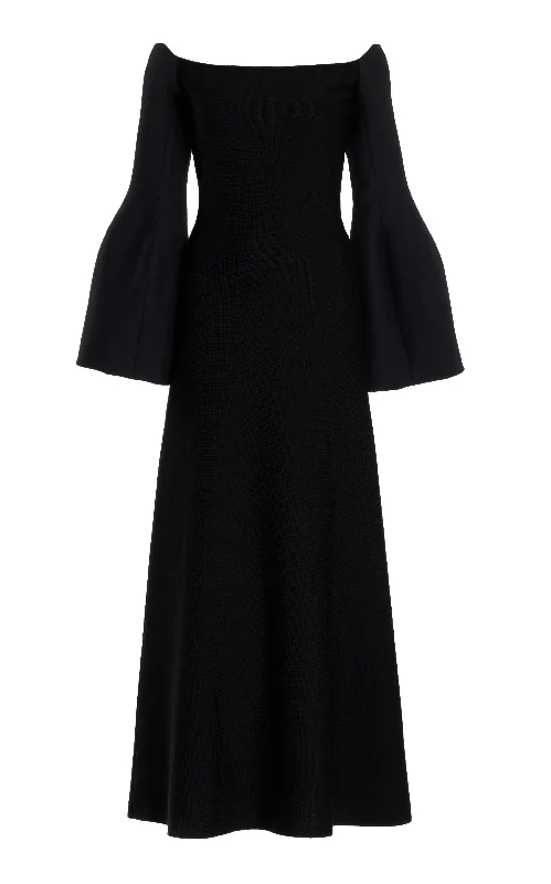 Chic & Cozy Collection Sinead Dress in Black Wool Silk Cady