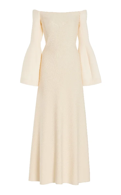 Effortless Chic Apparel Sinead Dress in Ivory Wool Silk Cady