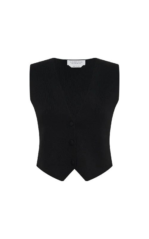 First Order Discount Styx Knit Vest in Black Merino Wool Cashmere