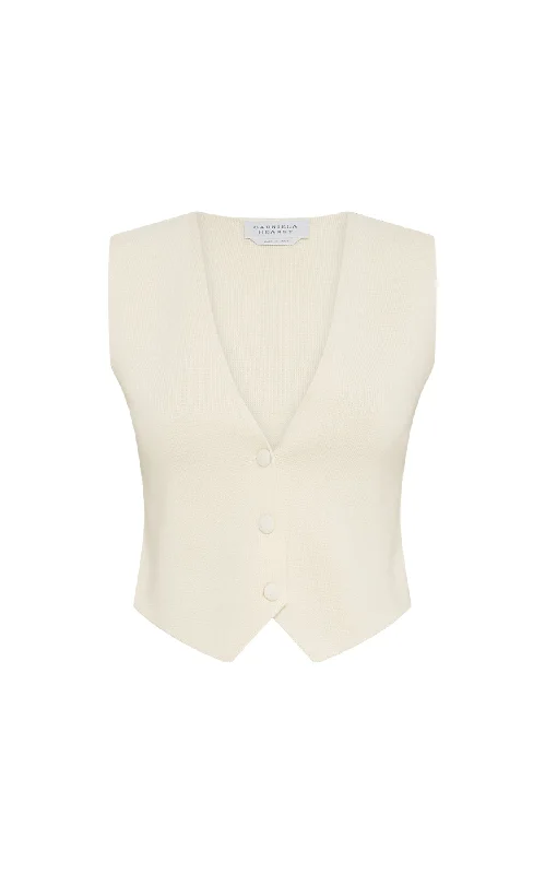 Budget Friendly Fashion Styx Knit Vest in Ivory Merino Wool Cashmere