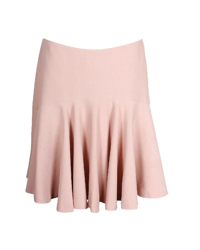 Chic Styles Alexander McQueen Crepe Ruffle Mini Skirt in Pastel Pink Acetate