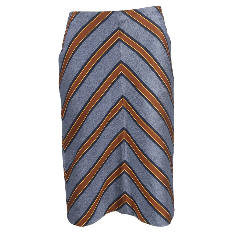 Trendy Street Style Fendi Striped Midi Skirt Blue Polyester