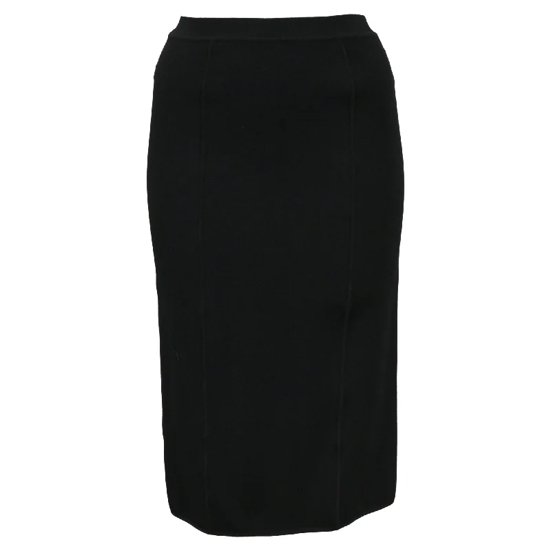 Sophisticated Style Giorgio Armani Midi High-Waisted Pencil Skirt in Black Wool