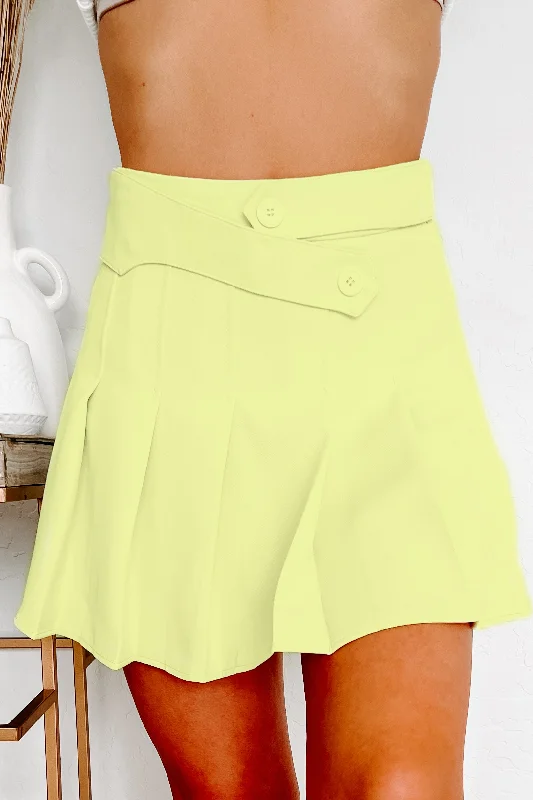 Vintage Retro Party Wear In My Favor Pleated Mini Skirt (Lemon)