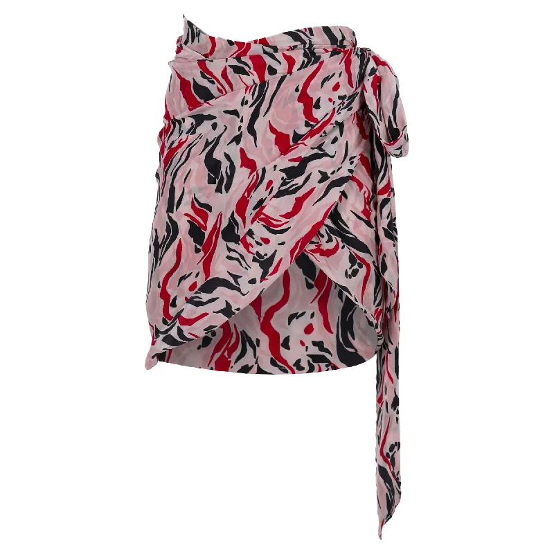 Wardrobe Refresh Isabel Marant Printed Wrap Skirt in Pink Silk