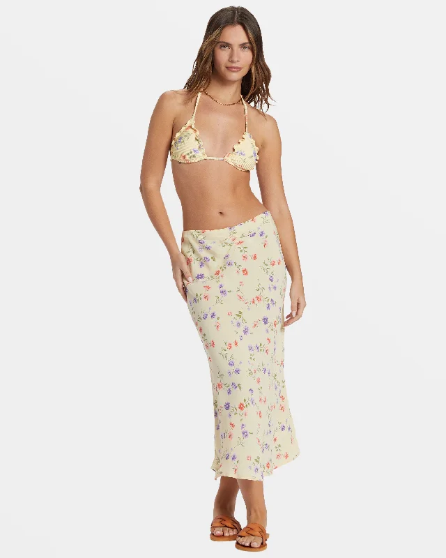 Elevate Your Wardrobe Kismet Printed Midi Skirt - Yellow