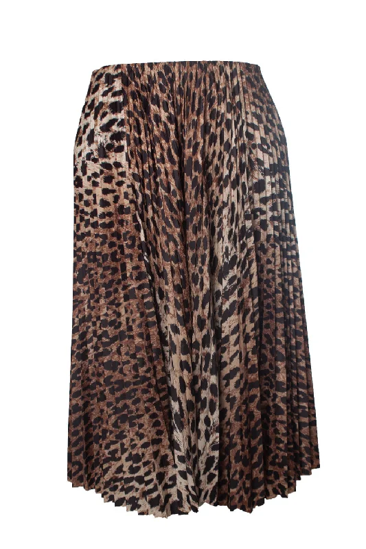 Flash Sale Now leopard print silk pleated midi skirt