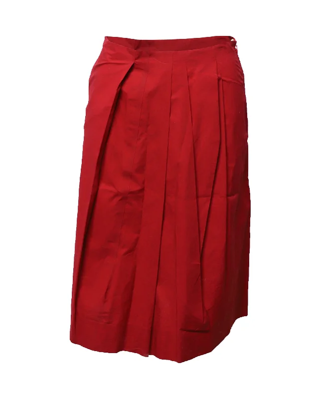 Fashion Forward Style Marni Pleated Skirt in Red Cotton