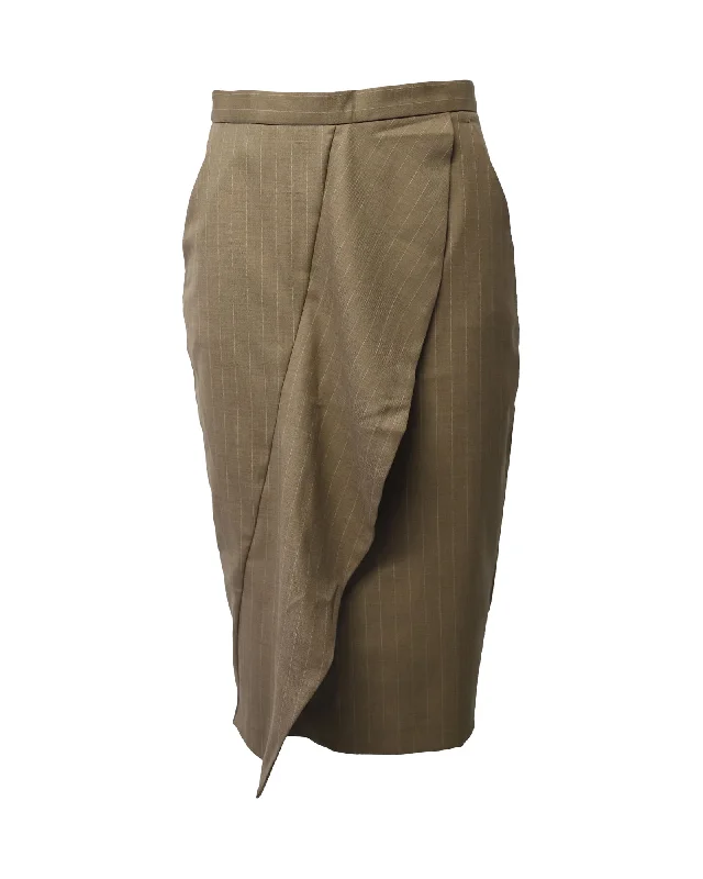 Romantic Date - Night Ensemble Max Mara Ruffled Pencil Skirt in Brown Wool