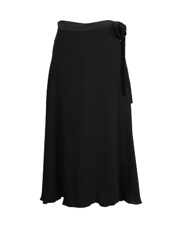 Ends Soon Max Mara Wrap Midi Skirt in Black Triacetate