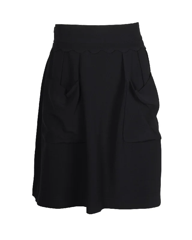 End Of Month Blowout Miu Miu A-Line Mini Skirt in Navy Blue Acetate