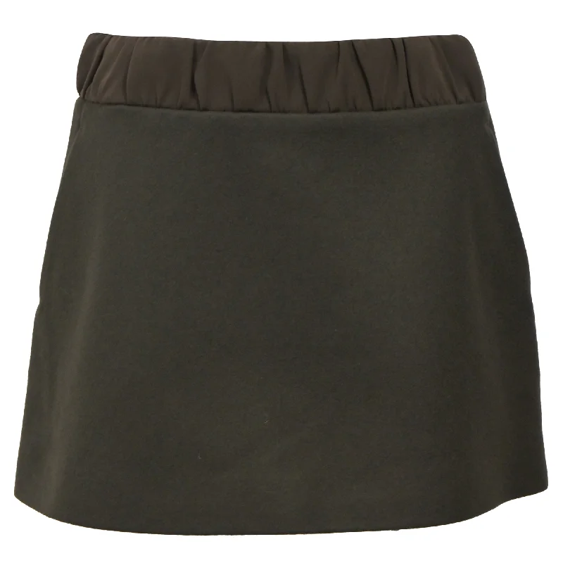 Don't Miss Out Neil Barrett Mini Gartered Waist A-line Skirt in Olive Wool