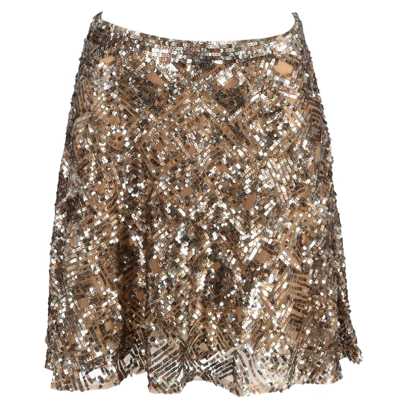 Unleash Your Trendy Side Ralph Lauren Mini High-Waisted A-Line Skirt in Gold Sequin