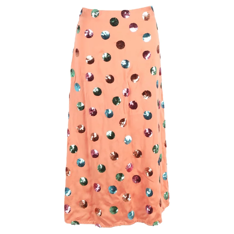 Casual Chic Rixo Kelly Sequin-Embellished Midi Skirt In Pink Silk