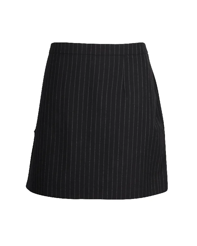 Evening Looks Saint Laurent Pinstriped Mini Skirt in Black Wool