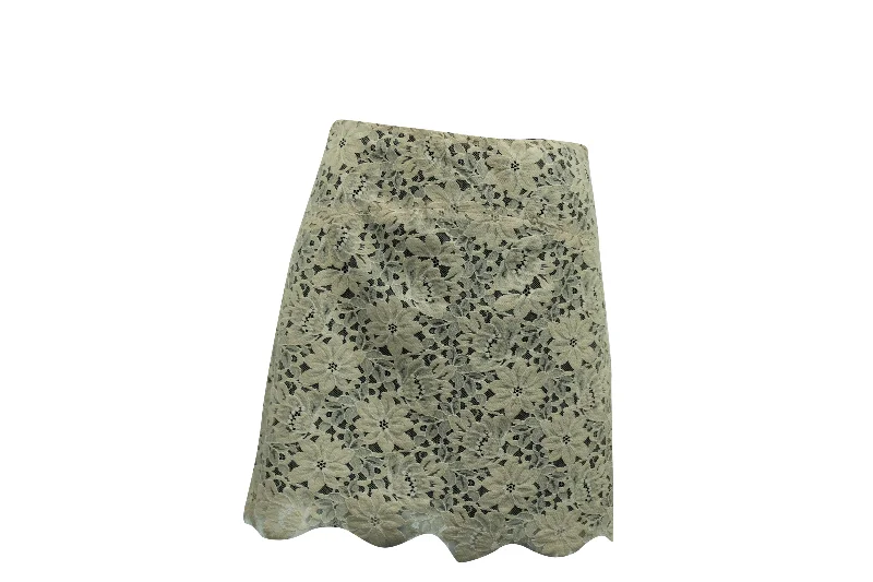 Chic Trends Unveiled Sandro Paris Lace Short Skirt in Beige Polyamide