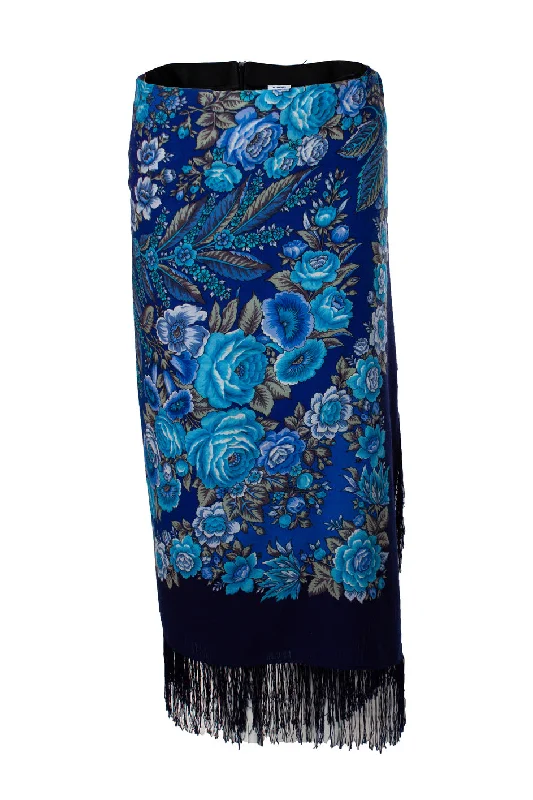 Innovate Your Wardrobe Scarf fringe skirt in blue