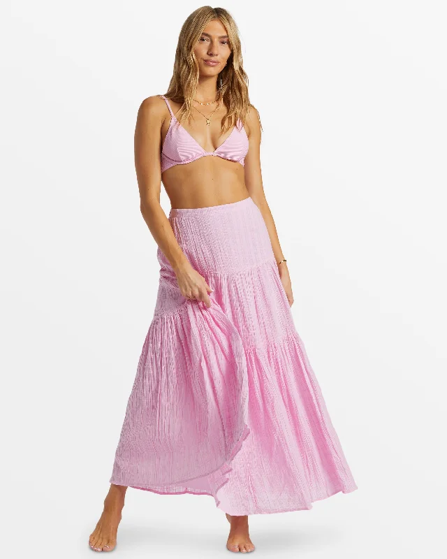 Stylish Savings Sol Tiered Maxi Skirt - Pink Dream