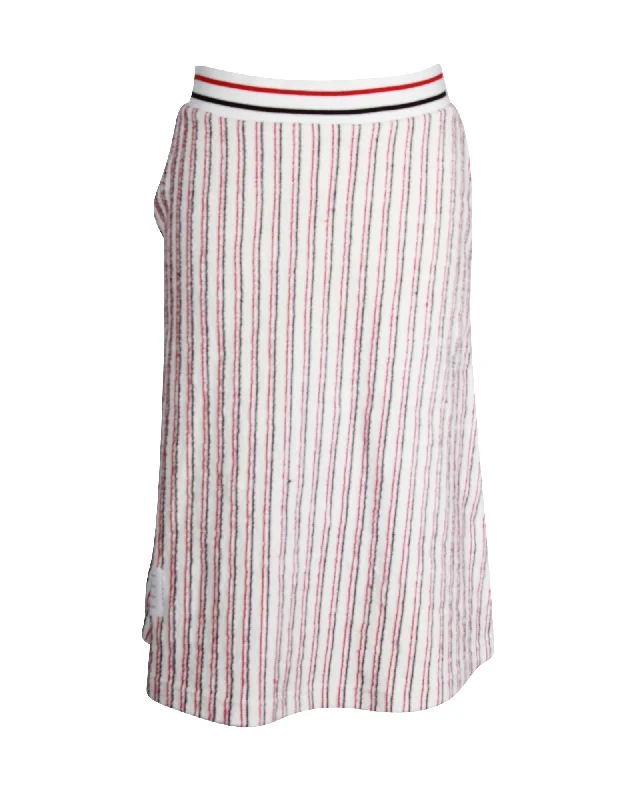 Hurry Before It's Gone Thom Browne Striped Midi Skirt in Multicolor Cotton