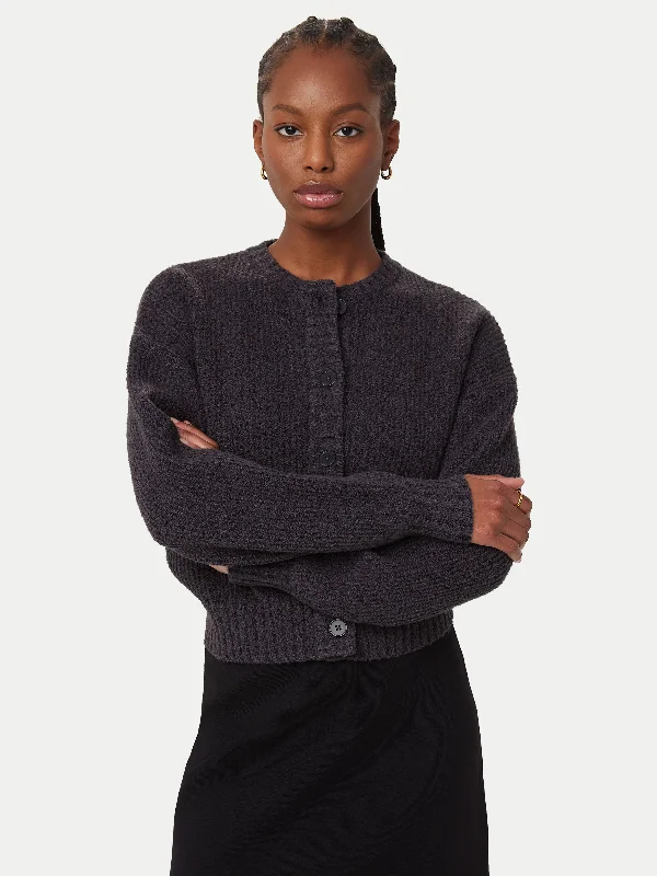 Colorful Clothing The Seawool® Crewneck Cardigan in Dark Grey