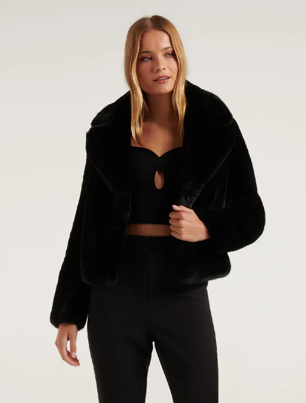 Relaxed Style Amelia Cropped Fur Coat