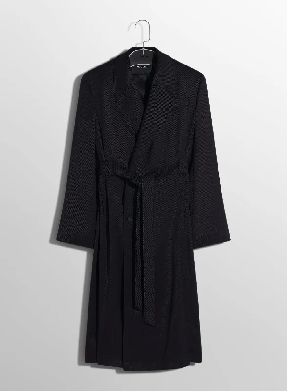 Break Fashion Norms black ribbed belted coat