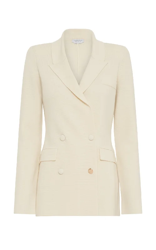 Fashion Forward Style Bowen Knit Jacket in Ivory Wool