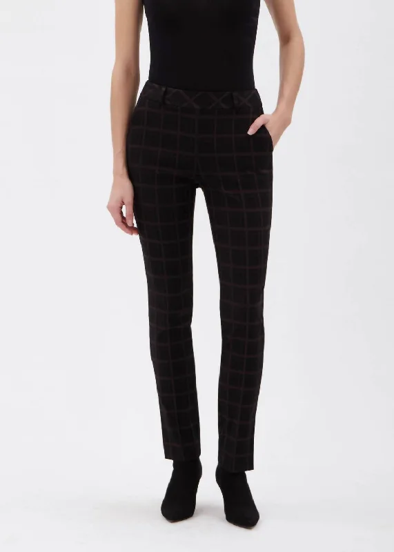 Seasonal Fashion Cardiff Full Length Slim Pant in Black/Grey Cardiff Plaid