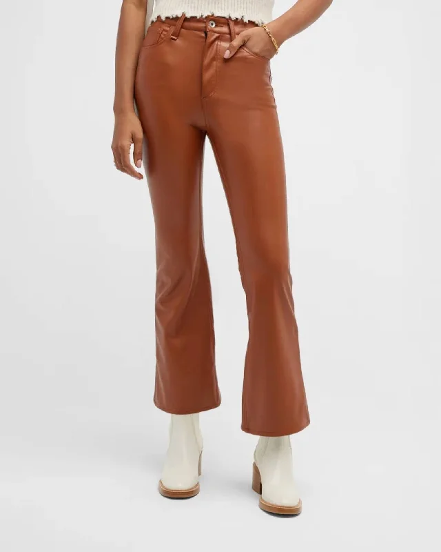 Trendy Threads Casey Faux Leather Flare Pants In Putty Brown