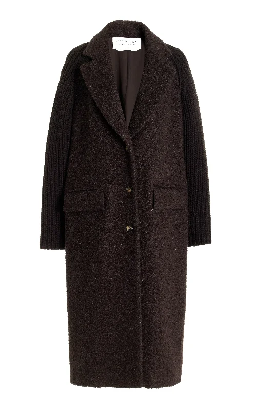 Seasonal Picks Charles Coat in Chocolate Recycled Cashmere Boucle