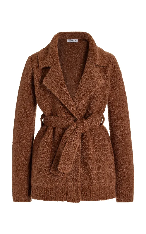 Versatile Outfits Coles Knit Cardigan in Cognac Cashmere Silk Boucle