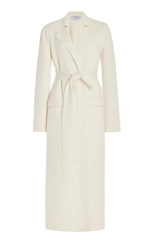 Athleisure Wear Special Offer Evan Knit Trench Coat in Ivory Wool