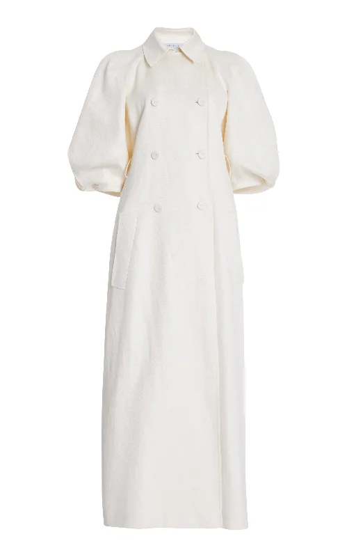 Absurdly Cheap Sale Iona Trench Coat in Ivory Textured Linen