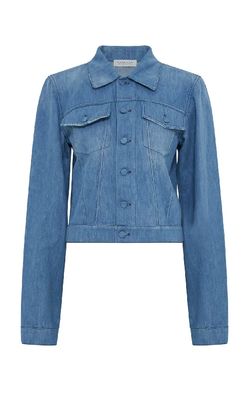 Chic Allure Roland Jacket in Light Blue Recycled Cotton Linen Denim