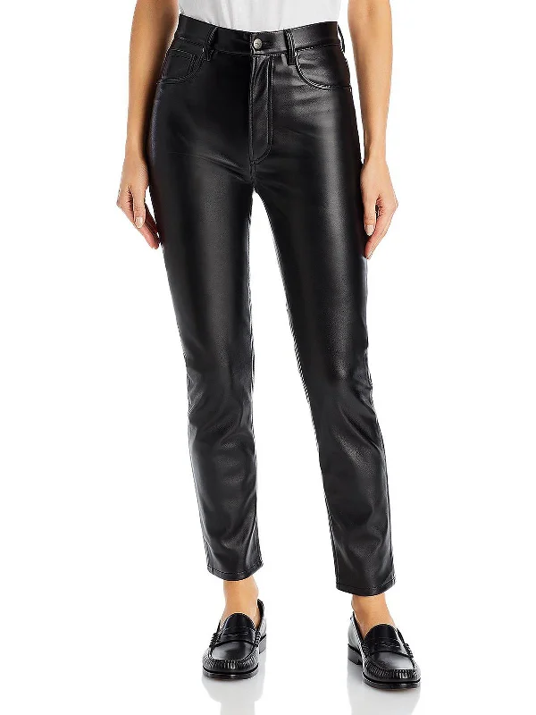 Everyday Basics Sonya Womens Vegan Leather Shimmer Skinny Pants