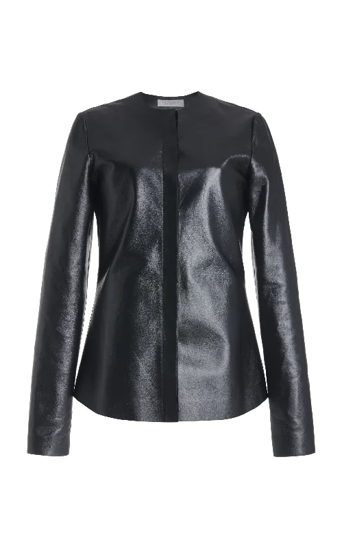 Popular Collection Thales Jacket in Black Metallic Nappa Leather