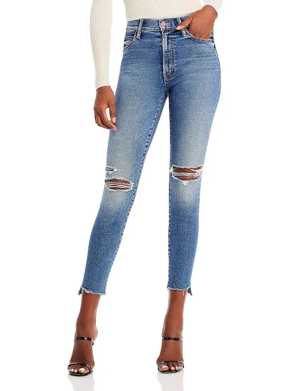 Elegant Simplicity Wardrobe The Stunner Womens Ripped Frayed Hem Ankle Jeans