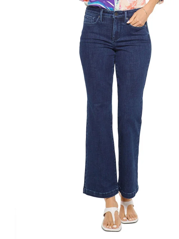 Chic Wardrobe Essentials Womens Denim Stretch Mid-Rise Flare Jeans