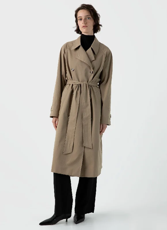 High End Designer Brands Discount Women's Trench Coat in Dark Stone