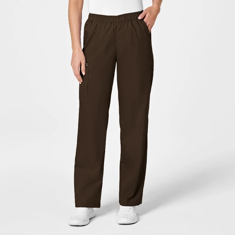 Timeless Elegance WonderWORK Women's Pull-On Cargo Scrub Pant - Chocolate