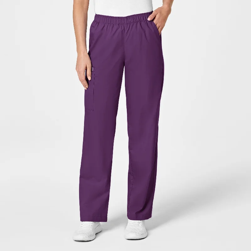 Bold Patterns WonderWORK Women's Pull-On Cargo Scrub Pant - Eggplant