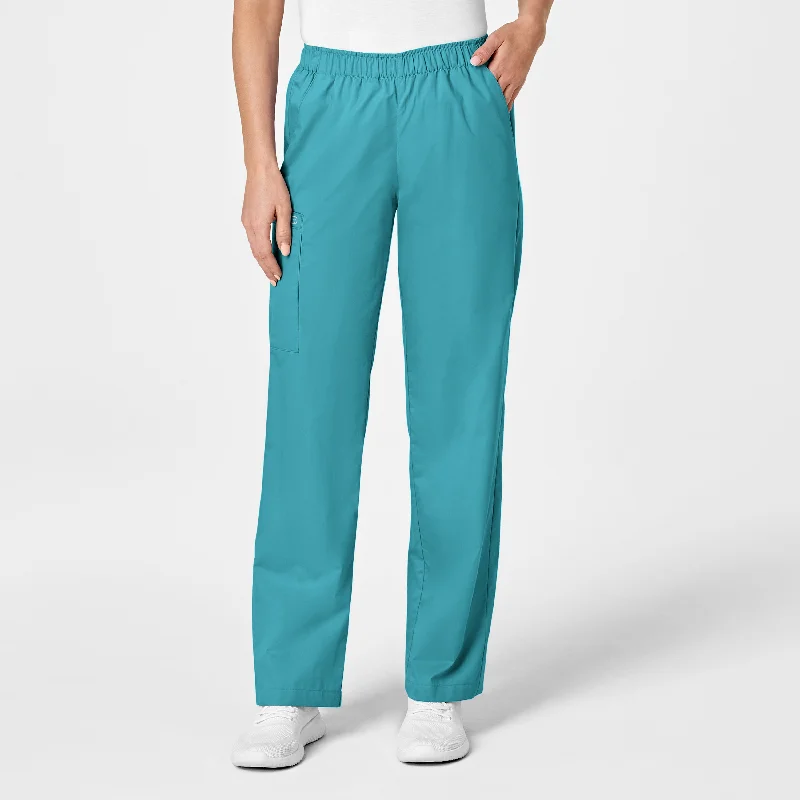 Redefining Women's Style WonderWORK Women's Pull-On Cargo Scrub Pant - Teal Blue