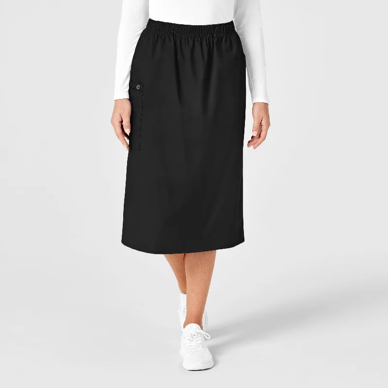 Wardrobe Refresh WonderWORK Women's Pull On Cargo Scrub Skirt - Black