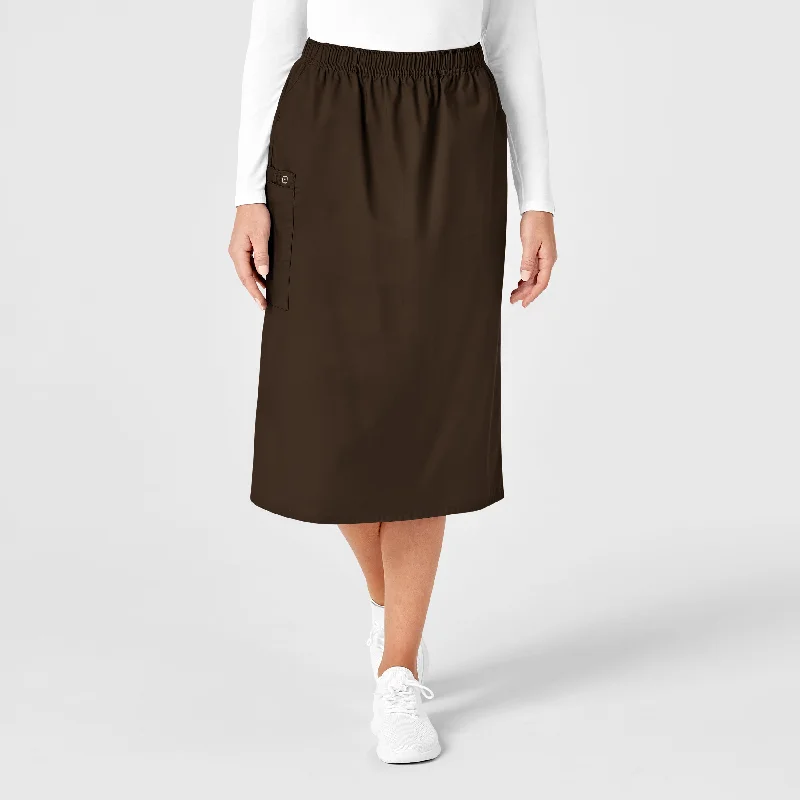 Bold Fashion WonderWORK Women's Pull On Cargo Scrub Skirt - Chocolate